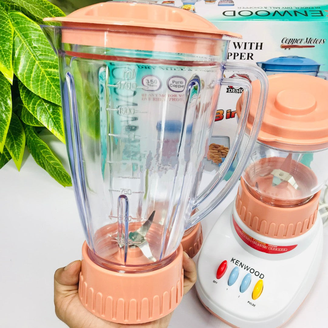 Kenwood 3-in-1 Juicer Blender – 1000ml Mixer with Dry Mill, Chopper & Stainless Steel Blades | 350W Copper Motor for Juicing, Grinding & Chopping | High-Speed Kitchen Appliance