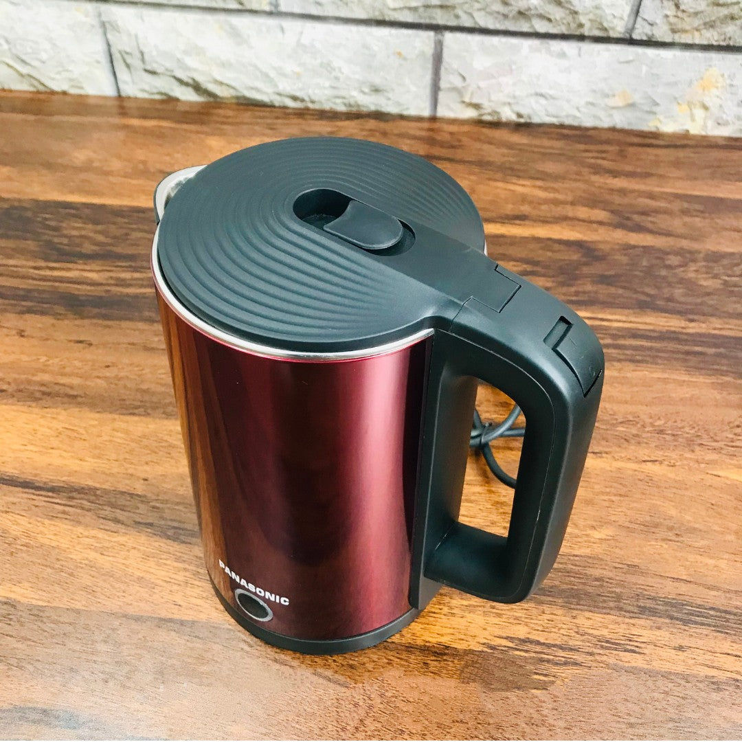 Panasonic 2L Electric Kettle – Premium Stainless Steel Kettle in Maroon for Tea, Coffee, Milk & Boiling Water | 1600W Fast Heating, Auto Shut-Off, 360° Base & Overheat Protection | Stylish & Safe Design