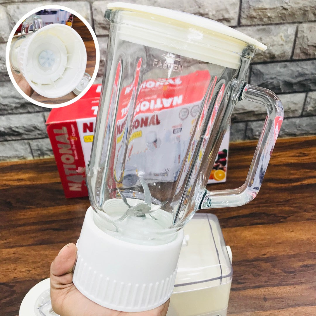 National 4-in-1 Blender – 1100W Juicer, Grinder, Chopper & Blender with Stainless Steel Blades, Glass Jug & Copper Motor | Heavy-Duty Kitchen Appliance for Smoothies, Juices, Spices & More