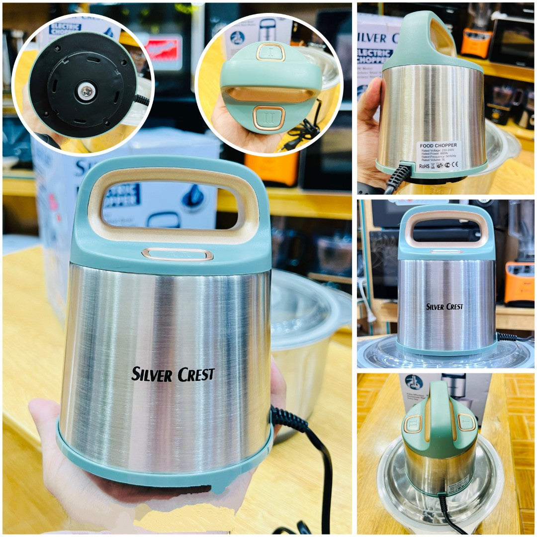 Silver Crest 5L Electric Food Chopper – Powerful 600W Processor with 5 Stainless Steel Blades for Chopping, Grinding, Pureeing & Shredding | Ideal for Family Meal Prep & Baby Food | Durable & Easy to Clean