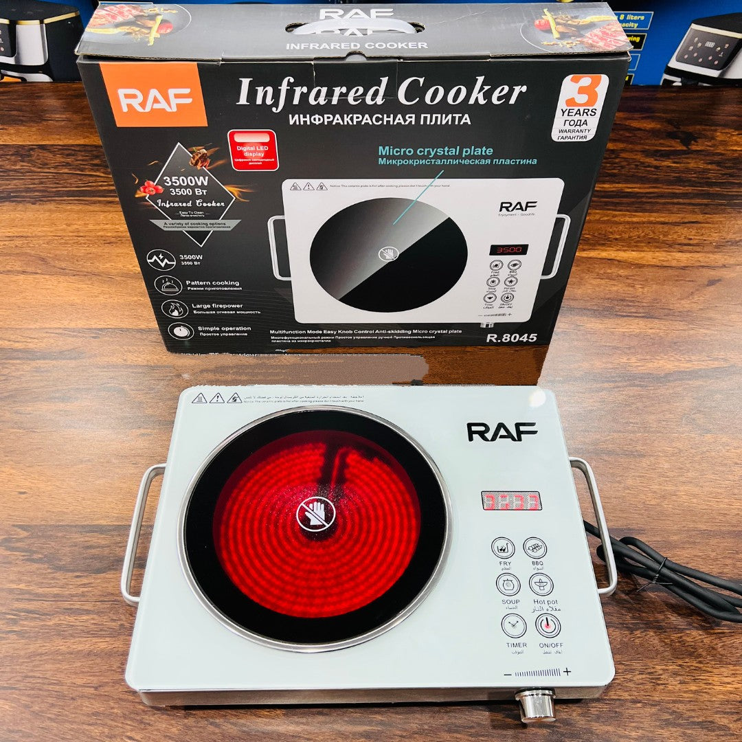 RAF 3500W Electric Ceramic Stove – Touch Control Induction Hot Plate with LED Display & 10 Heating Modes | High-Efficiency Cooking with 6 Functions & Modern Design