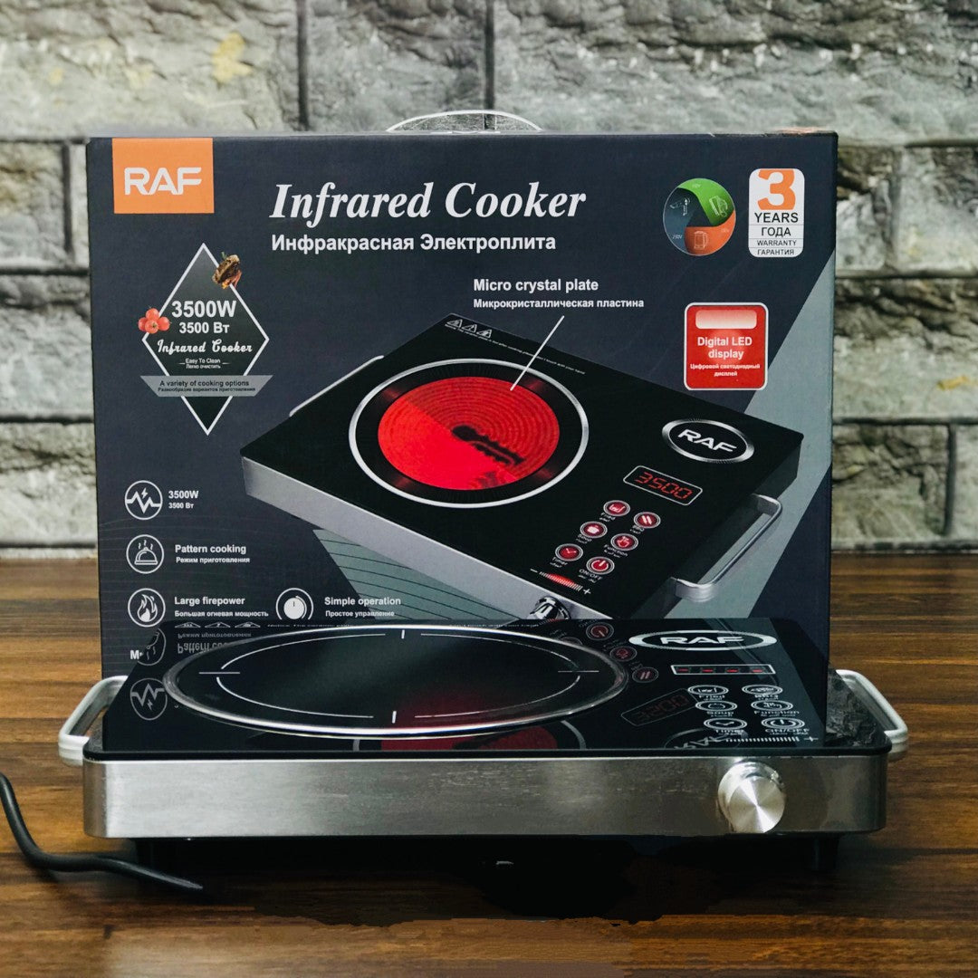 RAF 3500W Electric Ceramic Stove – Touch Control Induction Hot Plate with LED Display & 10 Heating Modes | High-Efficiency Cooking with 6 Functions & Modern Design