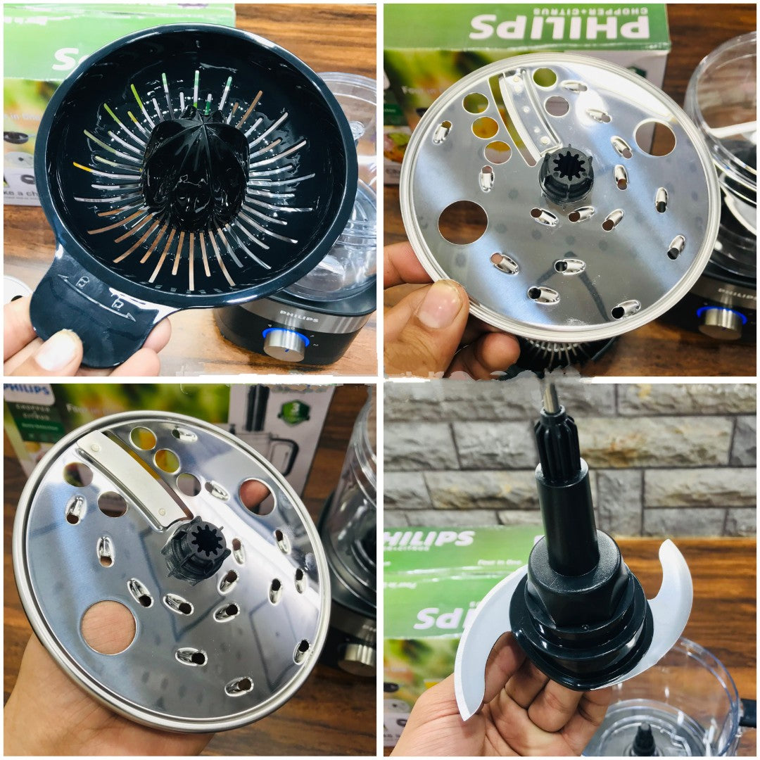 4-in-1 Philips Chopper & Citrus Juicer – Vegetable & Meat Chopper, Citrus Juicer, Kadukash & Vegetable Slicer | 1000W Heavy-Duty Motor | 2L Bowl