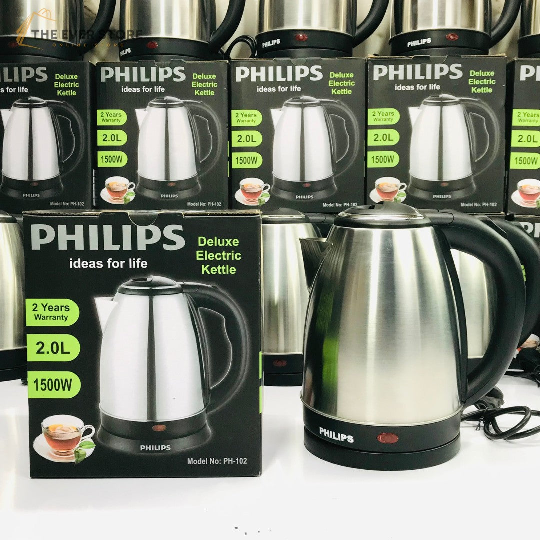 2L Stainless Steel Electric Kettle – Traditional Design with 1500W Fast Boil, Auto Shut-Off, 360° Rotating Base & Light Indicator | Energy-Efficient & Safe Water Boiler for Tea, Coffee, and More