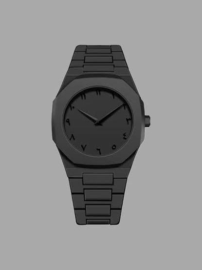 Arabic Aura All Black Watch – Sleek Lightweight Timepiece with Luxury Fiber Chain Strap & Arabic Dial | Bold, Modern & Trending