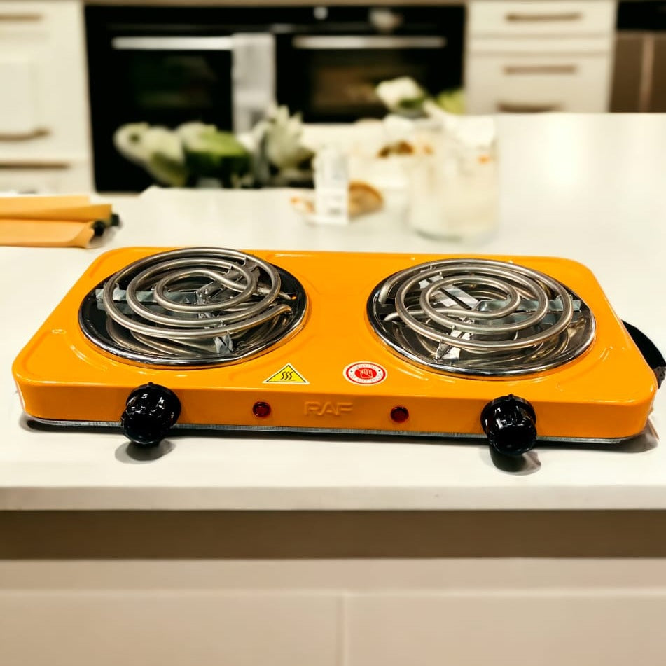 RAF Double Electric Stove – 2000W Dual Hot Plate Cooker with Adjustable Thermostat & Overheat Protection | Fast, Safe & Portable Cooking Anywhere