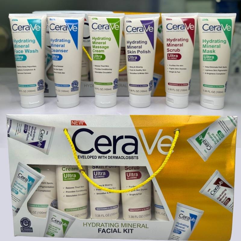 ✨ CeraVe 6-in-1 Facial Kit ✨ 💧 Facewash | Cleanser | Massage Cream ✨ Skin Polish | Scrub | Mask