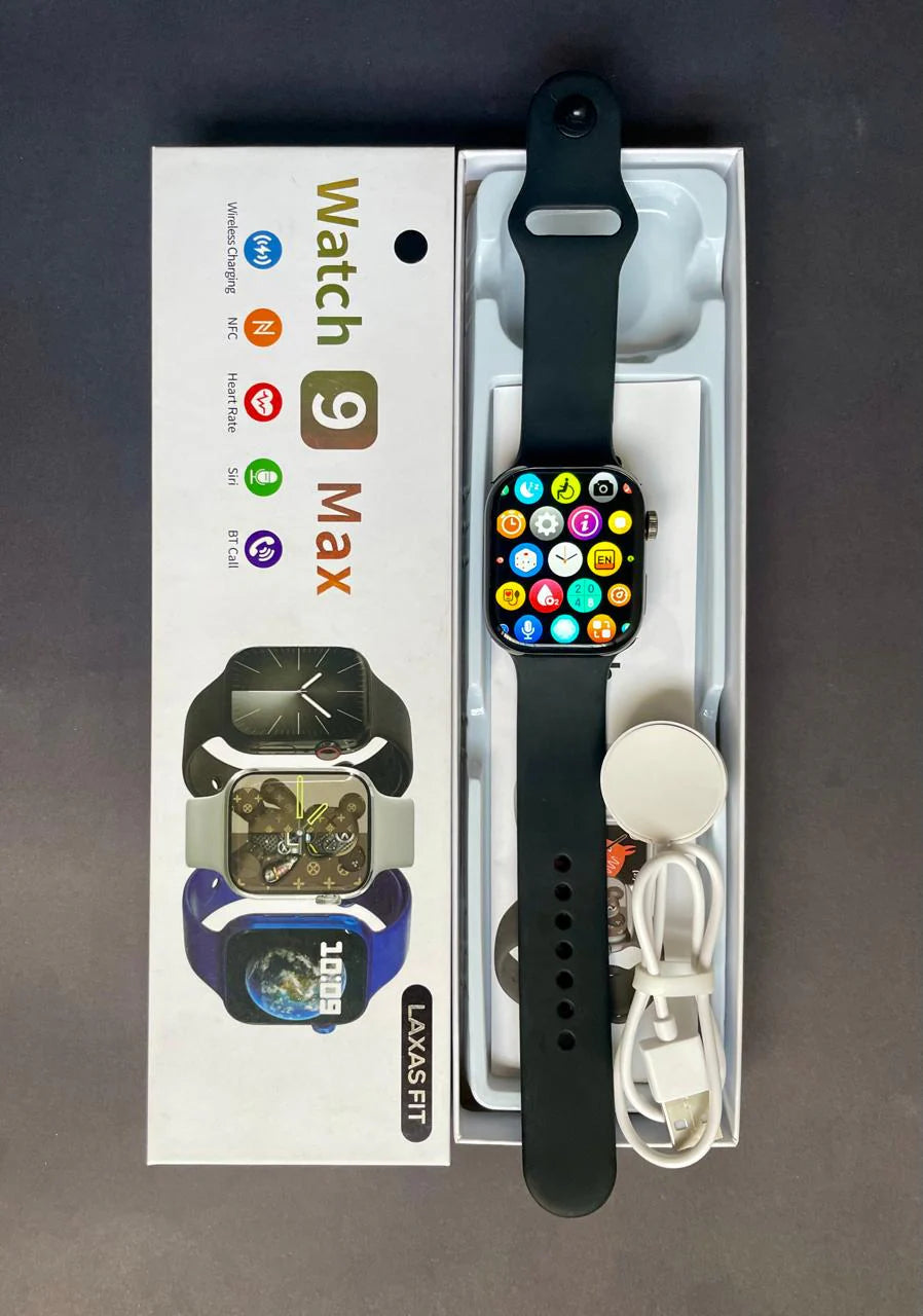 Tinzzi Watch 9 Max Smart Watch – Series 8 Style, Bluetooth Calling, NFC, Wireless Charging, 2.19" Full Touch Display, IP65 Waterproof