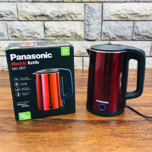 Panasonic 2L Electric Kettle – Premium Stainless Steel Kettle in Maroon for Tea, Coffee, Milk & Boiling Water | 1600W Fast Heating, Auto Shut-Off, 360° Base & Overheat Protection | Stylish & Safe Design