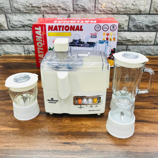National 4-in-1 Blender – 1100W Juicer, Grinder, Chopper & Blender with Stainless Steel Blades, Glass Jug & Copper Motor | Heavy-Duty Kitchen Appliance for Smoothies, Juices, Spices & More