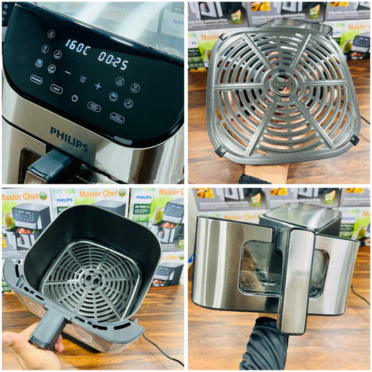 Philips Premium Air Fryer HN-605 – 10L Large Capacity Air Fryer with 10 Presets, Smart Touch Panel & Extra Functions | Healthy Oil-Free Cooking with 80% Less Fat