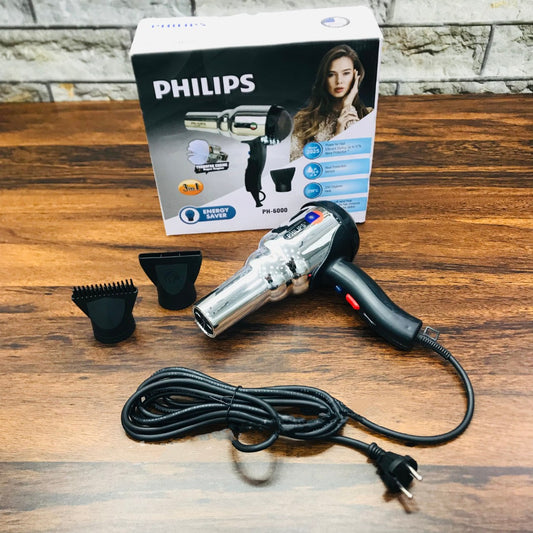 Philips PH-6000 Professional Hair Dryer – 2500W Powerful Motor with Ionic Technology, 3 Heat & 2 Speed Settings, Ceramic Grille, Dual Concentrator Nozzles & Cool Shot for Salon-Quality Styling at Home