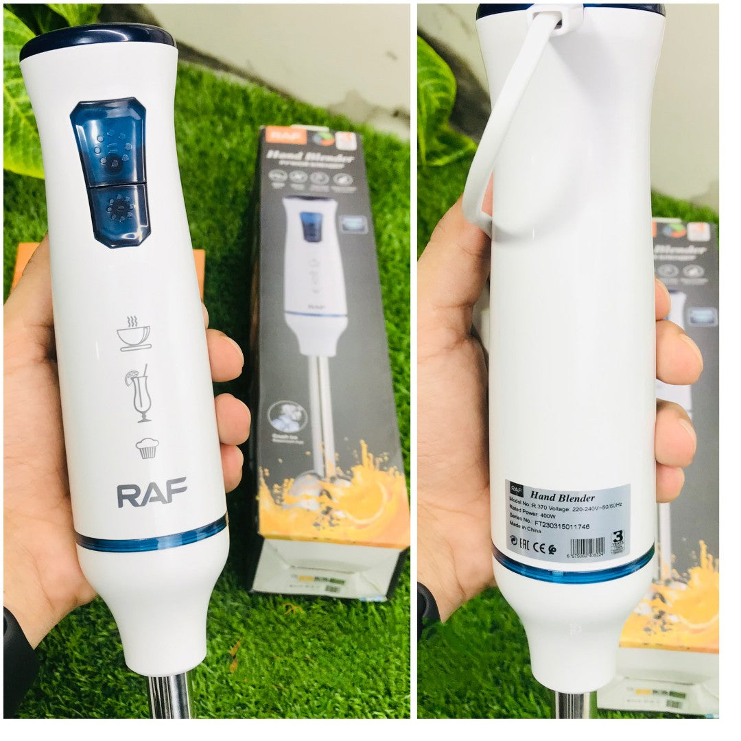 Imported RAF Hand Blender – 400W Stainless Steel Stick Blender with 4 Sharp Blades & Dual Speed Settings | Ideal for Milkshakes, Smoothies, Saag & Daleem