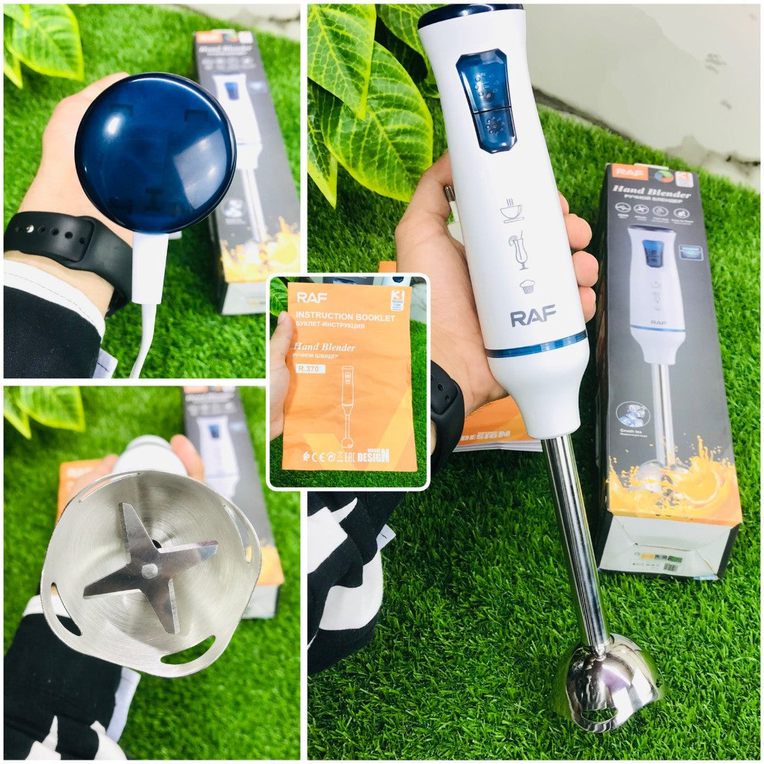 Imported RAF Hand Blender – 400W Stainless Steel Stick Blender with 4 Sharp Blades & Dual Speed Settings | Ideal for Milkshakes, Smoothies, Saag & Daleem
