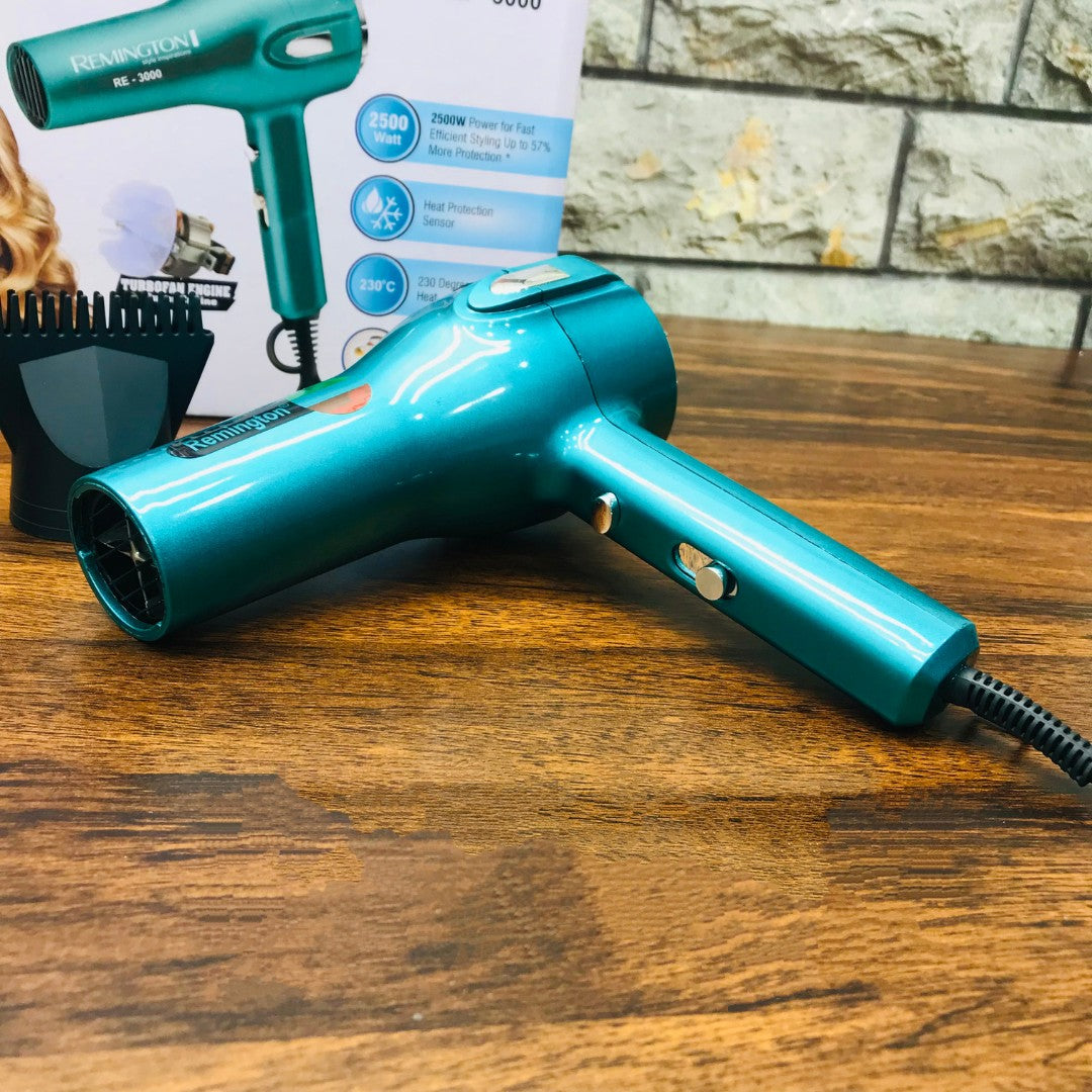 Remington RE-3000 Hair Dryer – 2500W Professional Blow Dryer with Ionic & Ceramic Technology, 2 Speed & 3 Heat Settings, Dual Nozzles, Cool Shot for Frizz-Free, Salon-Quality Styling