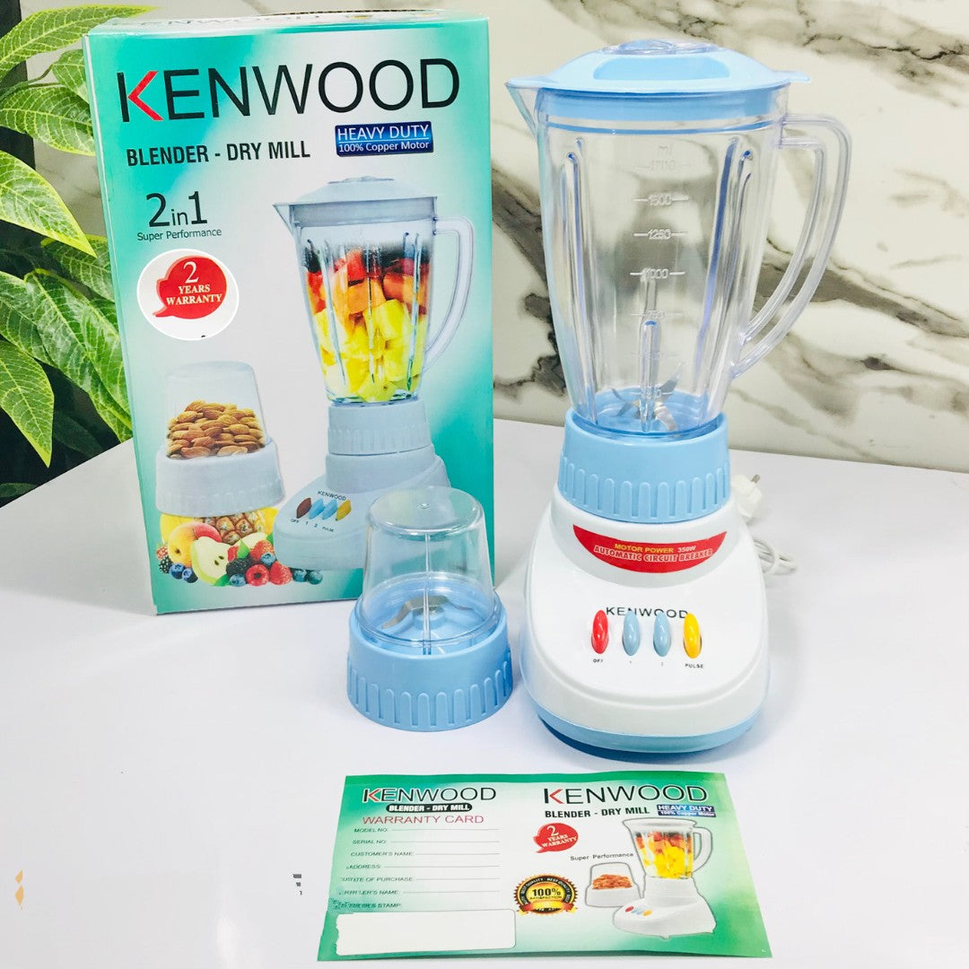 Kenwood 2-in-1 Blender & Grinder – 1000ml Juicer with Stainless Steel Blades, Copper Motor & Dry Mill for Smoothies, Juices & Dry Spices | 350W High-Speed Blending Power