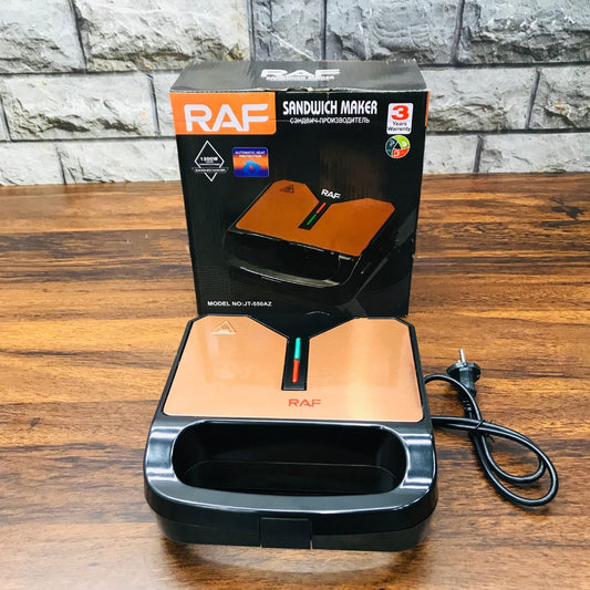 RAF 4-Slice Sandwich Maker – 1200W Non-Stick Toaster with Double-Sided Heating, Thermostat Control & Cool-Touch Housing | Easy Clean, Safety Lock | 220V