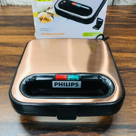 Philips 4-Slice Sandwich Maker – 750W Non-Stick Toaster with Thermostat Control, Cool-Touch Body & Dual-Side Heating | Fast & Crispy Breakfasts Every Time