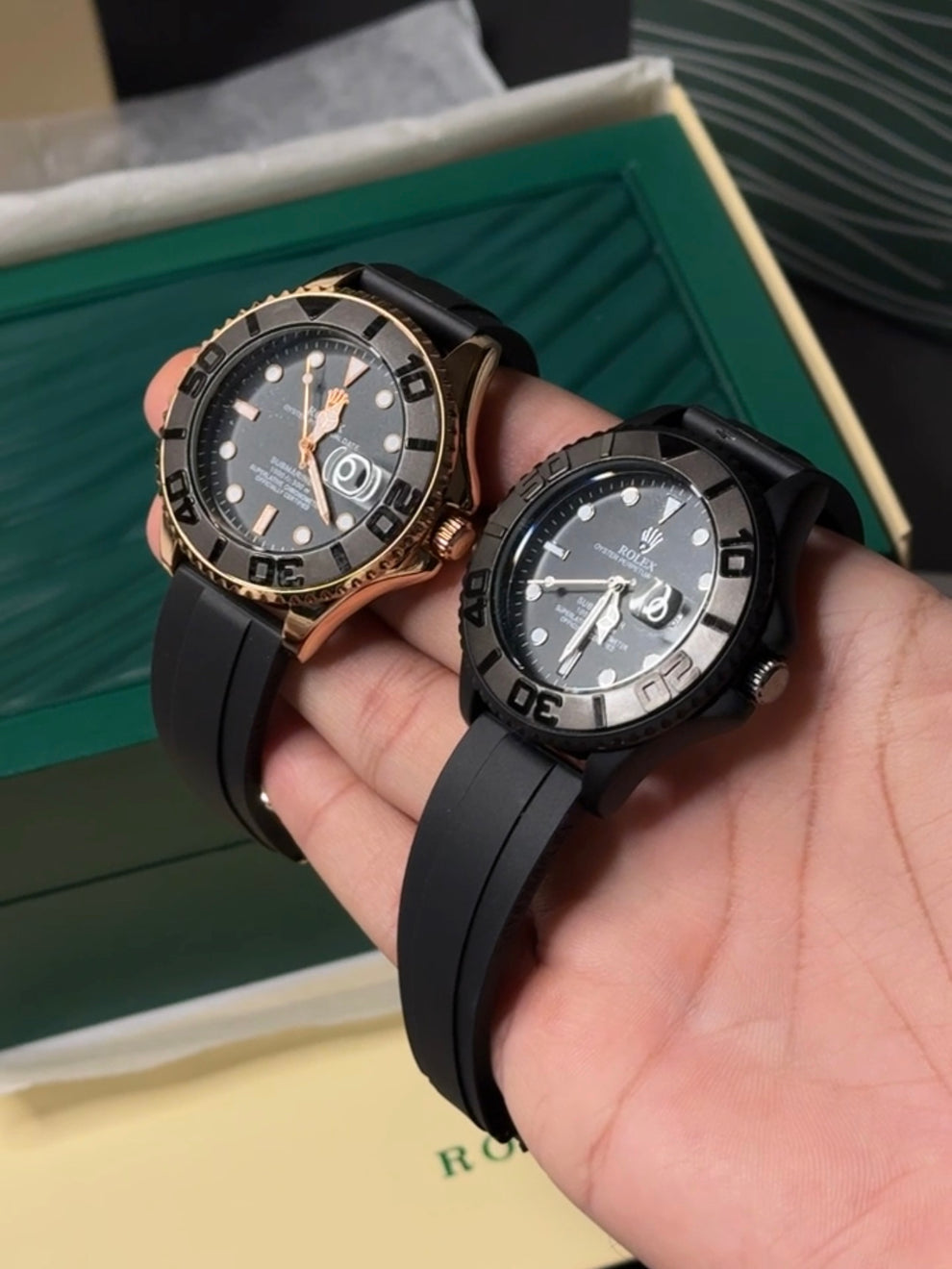 Rolex Yacht-Master Silicone Straps – Heavy-Weight, Comfortable & Durable with Dual Master Lock | Available in Silver, Black & Copper
