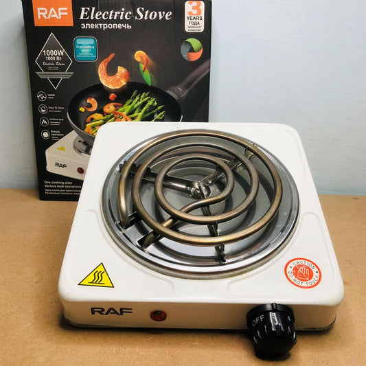 RAF 1000W Single Plate Electric Stove & Hot Plate – Compact Non-Stick Cooktop with Auto-Thermostat & Overheat Protection | Portable & Efficient for Quick Cooking