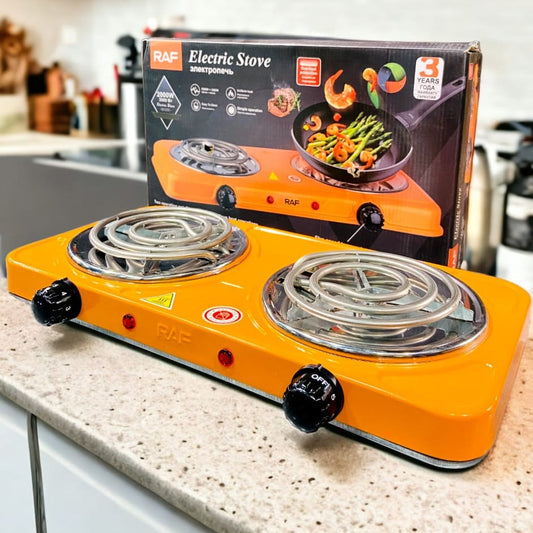 RAF Double Electric Stove – 2000W Dual Hot Plate Cooker with Adjustable Thermostat & Overheat Protection | Fast, Safe & Portable Cooking Anywhere